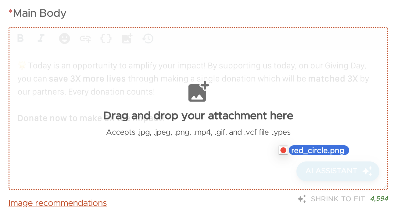 Drag & drop media into the composer