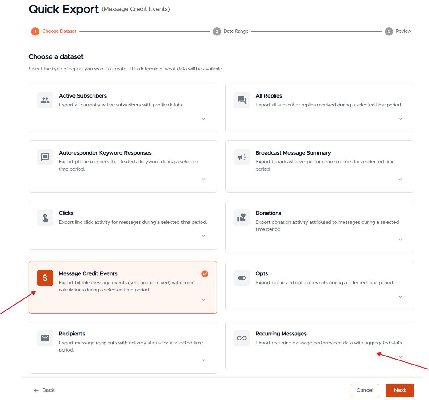 New Report Builder datasets