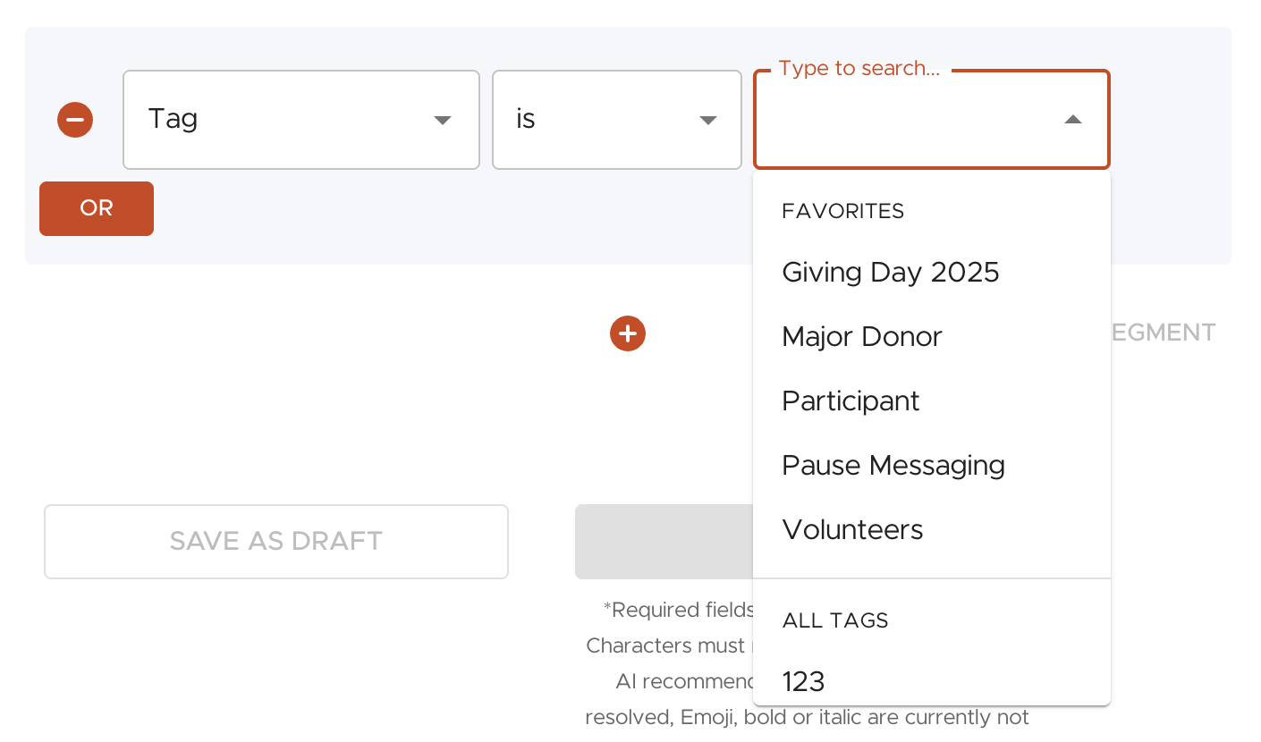 Favorite your tags for faster segmentation