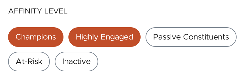 Inbox: filter by Affinity Level